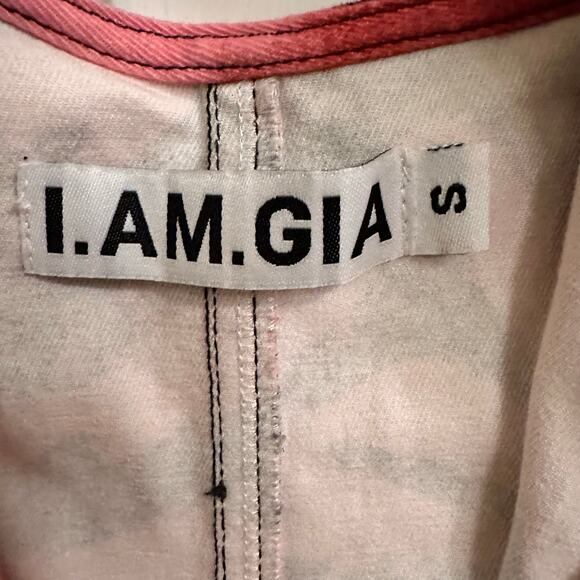 I.AM.GIA. Genesis Jumpsuit Pink Tiger Tie Dye Print Sz Small Halter Open Back - Picture 7 of 7